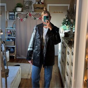 Lioness snake print leather blazer